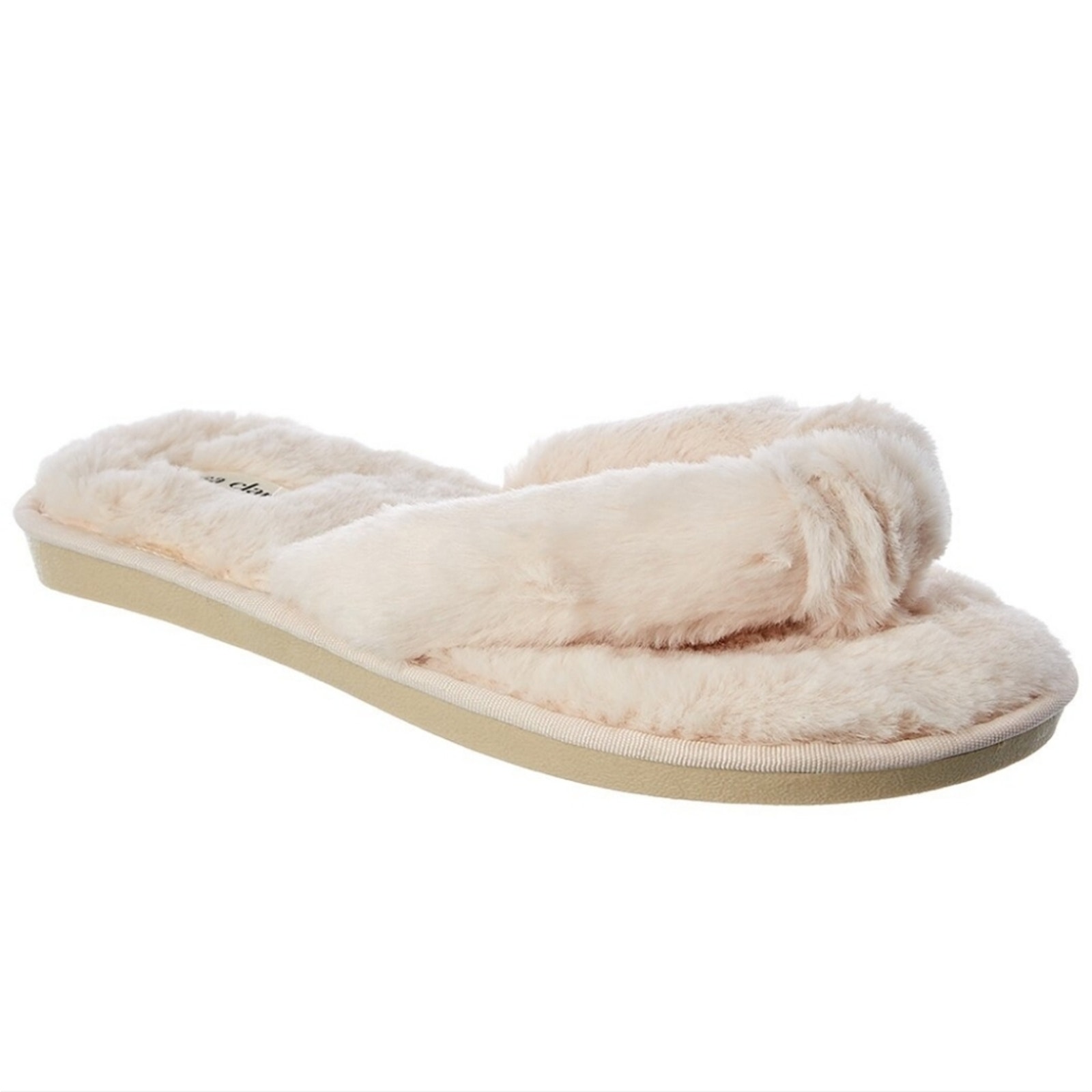 Nwt Casa Clara Ivory Faux Fur Thong Spa Slipper Size Large (40-41) — image 2 of 8